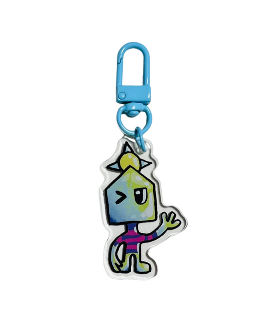 Blue Alien House Keychain